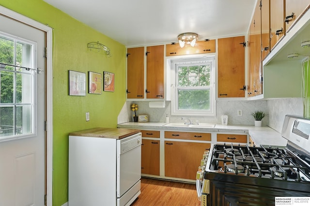 1511 S 60th St, Omaha, NE 68106 - kitchen with stainless steel range with gas stovetop, a sink, dishwasher, light countertops, and plenty of natural light