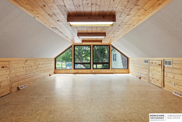 17409 Webster Blvd, Plattsmouth, NE 68048 - bonus room featuring wood walls, wooden ceiling, and vaulted ceiling