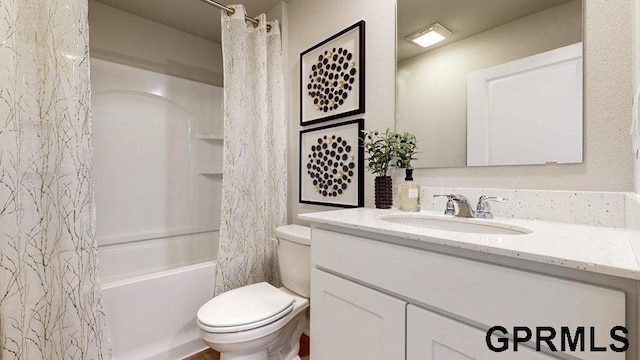 8512 S 179th St, Omaha, NE 68137 - bathroom with vanity, toilet, and shower / bathtub combination with curtain