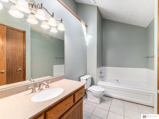 7824 La Vista Dr, La Vista, NE 68128 - bathroom featuring tile patterned floors, a garden tub, and vanity
