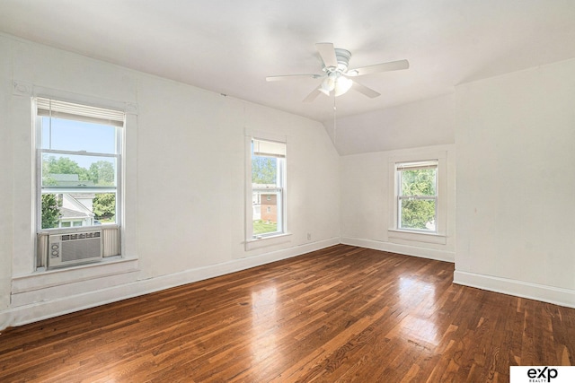 4701 Davenport St, Omaha, NE 68132 - unfurnished room with wood finished floors, cooling unit, ceiling fan, and lofted ceiling