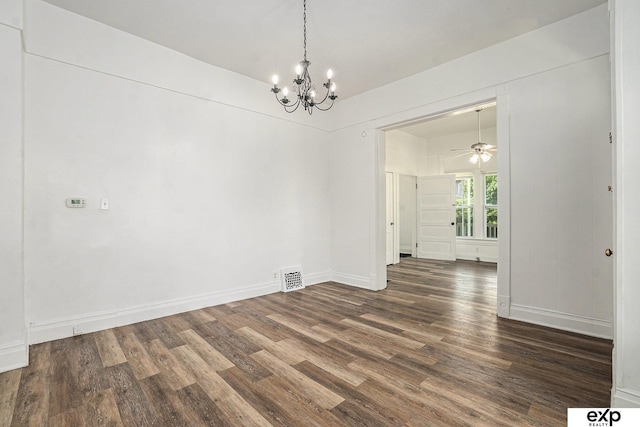 4701 Davenport St, Omaha, NE 68132 - unfurnished dining area with wood finished floors and a chandelier