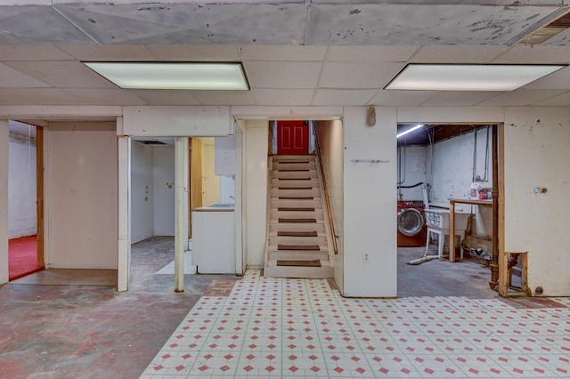 902 S 57th St, Omaha, NE 68106 - basement with washer / clothes dryer and stairs