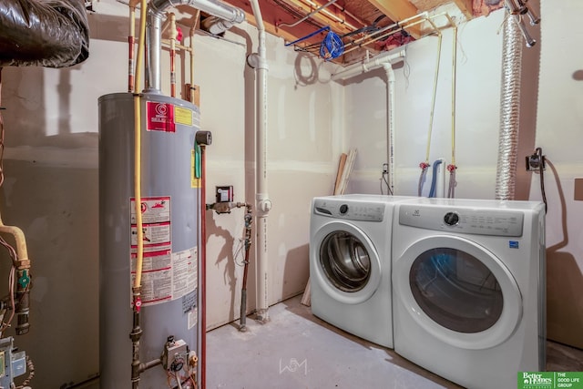 14463 Reynolds St, Omaha, NE 68007 - laundry area featuring water heater and washer and dryer