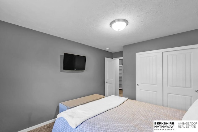 14807 S 24th St, Bellevue, NE 68123 - bedroom with a closet, carpet floors, baseboards, and a textured ceiling