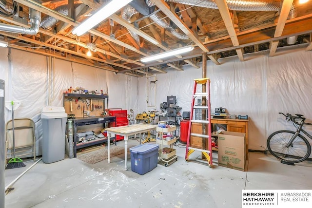 14807 S 24th St, Bellevue, NE 68123 - unfinished below grade area with a workshop area and a water softener