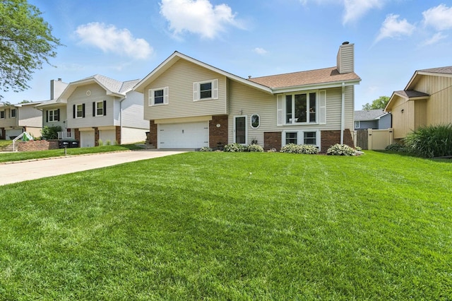 13441 Westwood Ln, Omaha, NE 68144 - view of front of property with brick siding, a chimney, an attached garage, and concrete driveway