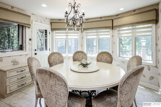 12829 Izard St, Omaha, NE 68154 - dining area with a chandelier and recessed lighting