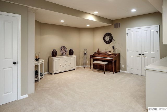 12829 Izard St, Omaha, NE 68154 - miscellaneous room with light colored carpet, baseboards, and recessed lighting