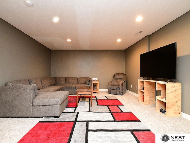 7615 Greycliff Dr, Lincoln, NE 68516 - living area featuring recessed lighting, carpet flooring, and baseboards