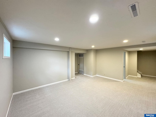 5941 Margo Dr, Lincoln, NE 68510 - basement featuring recessed lighting, light colored carpet, and baseboards