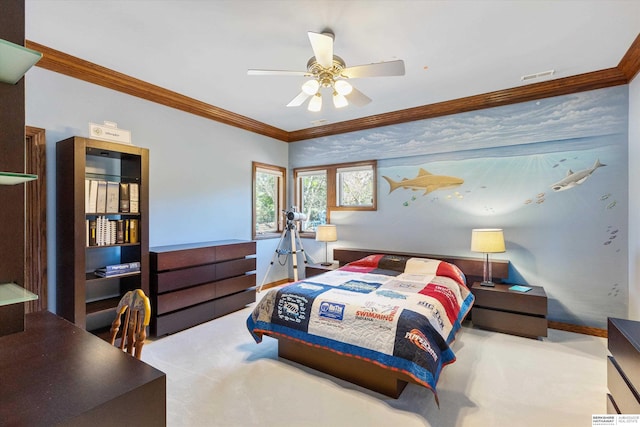 1215 N 136th St, Omaha, NE 68154 - bedroom with ornamental molding and ceiling fan