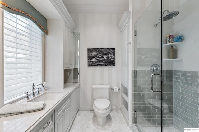 1215 N 136th St, Omaha, NE 68154 - full bathroom with vanity, a shower stall, plenty of natural light, and toilet