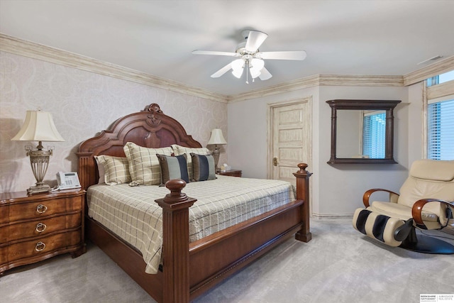1215 N 136th St, Omaha, NE 68154 - carpeted bedroom featuring ornamental molding, ceiling fan, and baseboards