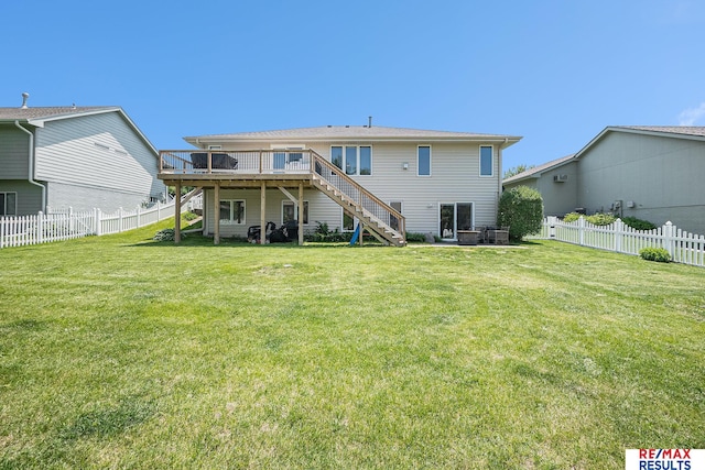 21808 Hilltop Ave, Gretna, NE 68028 - rear view of property featuring stairway, a deck, and a fenced backyard