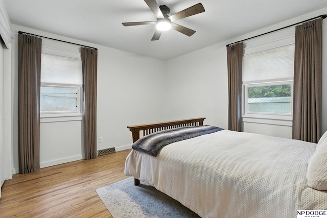 6236 Poppleton Ave, Omaha, NE 68106 - bedroom with light wood-style flooring, baseboards, and a ceiling fan
