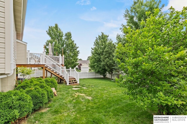 16325 Erskine St, Omaha, NE 68116 - view of yard featuring stairs and a deck