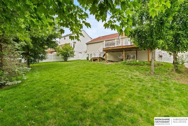 16325 Erskine St, Omaha, NE 68116 - view of yard with a wooden deck and stairs