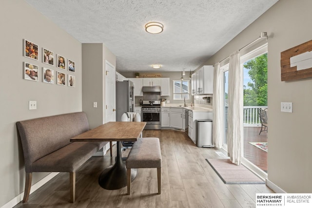 16325 Erskine St, Omaha, NE 68116 - dining space featuring light wood-type flooring and a textured ceiling