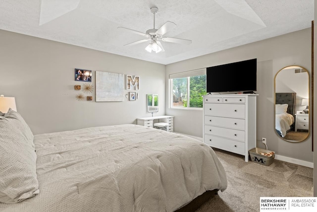 16325 Erskine St, Omaha, NE 68116 - bedroom with carpet floors, a textured ceiling, a ceiling fan, and baseboards