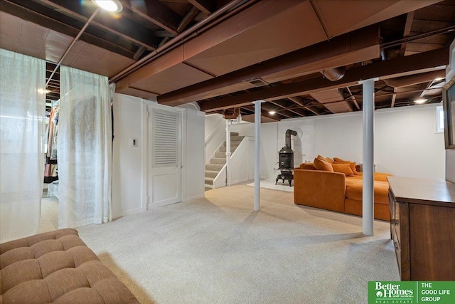 816 S 49th St, Omaha, NE 68106 - finished below grade area featuring stairway and carpet