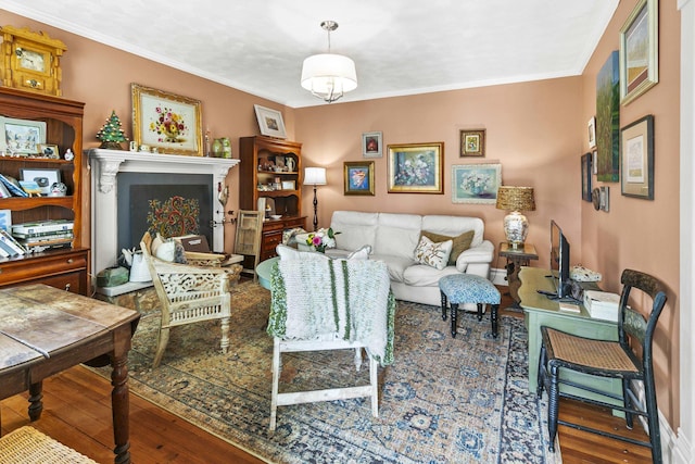 15410 Bennington Rd, Bennington, NE 68007 - living area featuring wood finished floors and crown molding