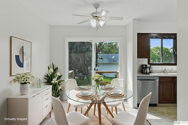 13304 S 21st St, Bellevue, NE 68123 - dining area featuring a ceiling fan