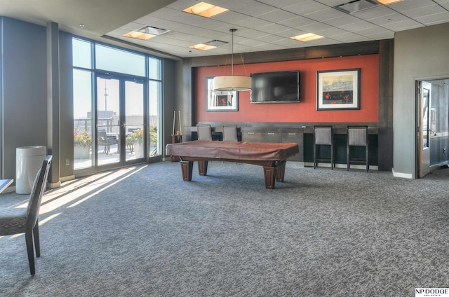 3200 Farnam Ct Unit 3604, Omaha, NE 68131 - rec room with a drop ceiling, carpet flooring, and pool table