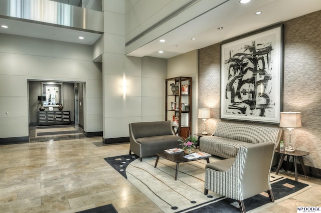 3200 Farnam Ct Unit 3604, Omaha, NE 68131 - building lobby with recessed lighting and a high ceiling