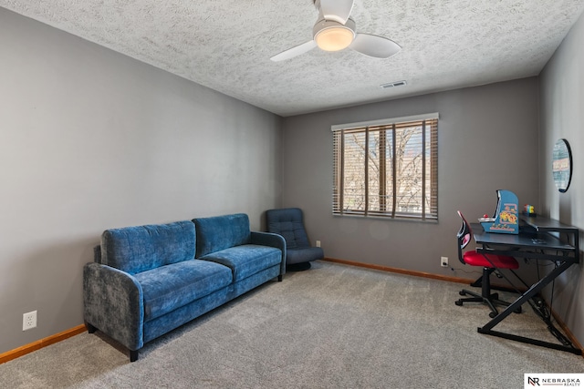 716 N 148th St, Omaha, NE 68154 - office space featuring carpet flooring, baseboards, a textured ceiling, and ceiling fan