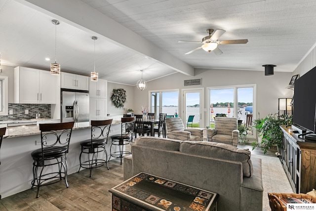 112 W Lakeshore Dr, Lincoln, NE 68528 - living room with wood finished floors and a ceiling fan