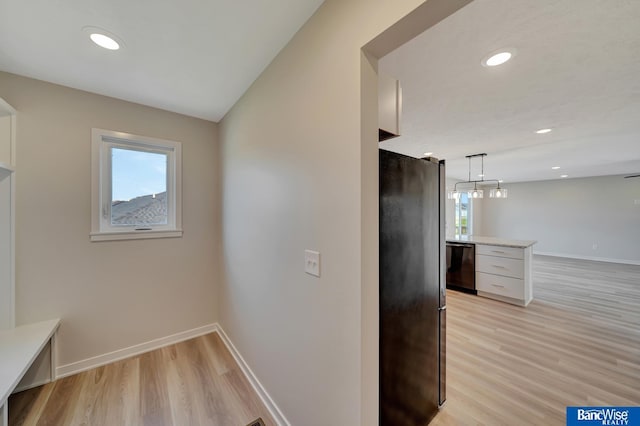 3556 Pearl Crescent Dr, Lincoln, NE 68504 - corridor with light wood-style flooring, baseboards, and recessed lighting