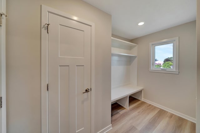 3556 Pearl Crescent Dr, Lincoln, NE 68504 - mudroom with light wood finished floors, baseboards, and recessed lighting