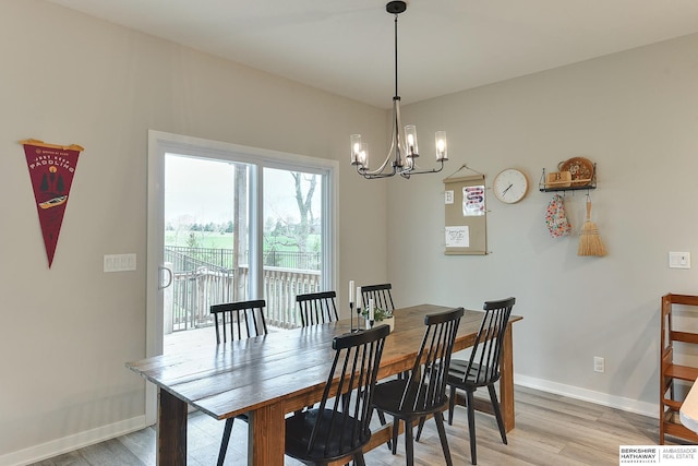 8622 N 177th St, Bennington, NE 68007 - dining area featuring a chandelier, light wood finished floors, and baseboards