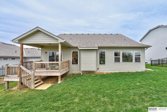 8622 N 177th St, Bennington, NE 68007 - back of house featuring a wooden deck and roof with shingles