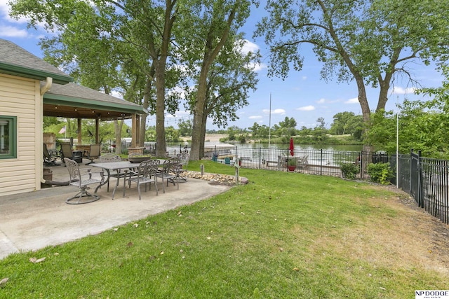S-1020 Platte Shore Dr, Fremont, NE 68025 - view of yard with a water view and a patio area