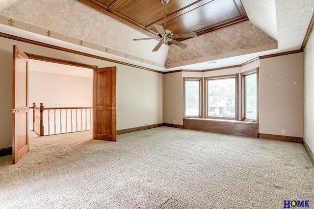8240 Dorset Dr, Lincoln, NE 68510 - carpeted spare room with a ceiling fan, a raised ceiling, baseboards, and ornamental molding