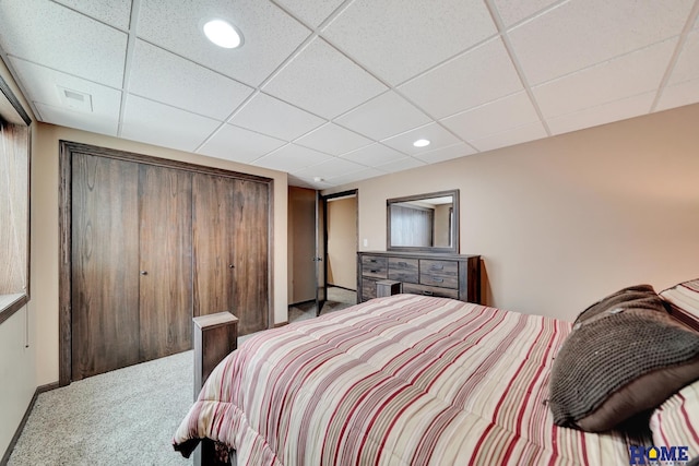 1309 Ridge Rd, Hickman, NE 68372 - carpeted bedroom featuring a drop ceiling, recessed lighting, and a closet