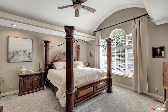 5100 Bridle Ln, Lincoln, NE 68516 - bedroom with light carpet, baseboards, and vaulted ceiling