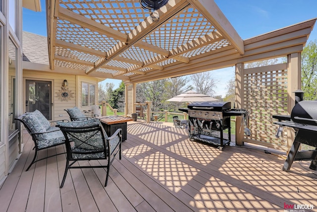 5100 Bridle Ln, Lincoln, NE 68516 - deck featuring a pergola and area for grilling