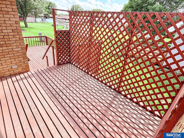 1881 Meadow Ln, Seward, NE 68434 - wooden deck featuring a lawn