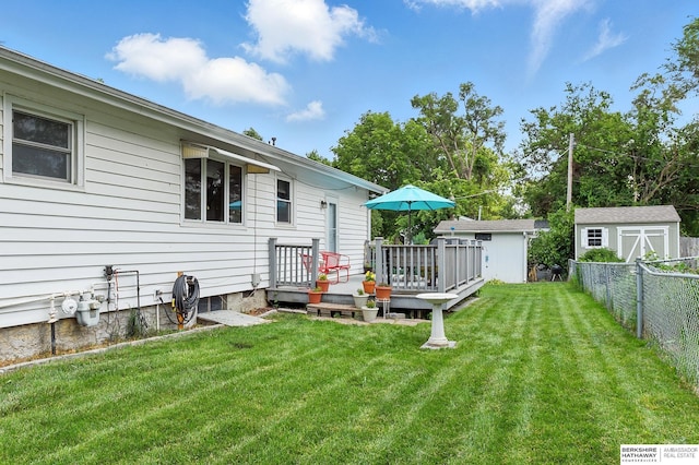 8345 Burt St, Omaha, NE 68114 - view of yard featuring a storage unit and a wooden deck