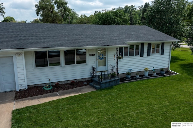 8345 Burt St, Omaha, NE 68114 - single story home featuring a front yard and roof with shingles