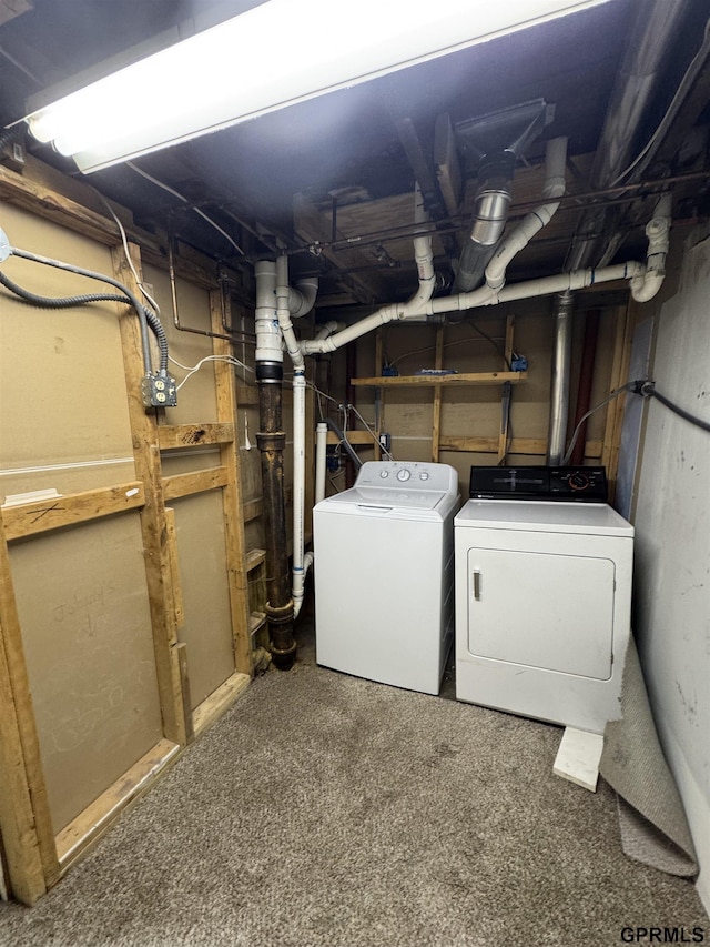 6035 Woolworth Ave, Omaha, NE 68106 - unfinished below grade area featuring separate washer and dryer and carpet flooring