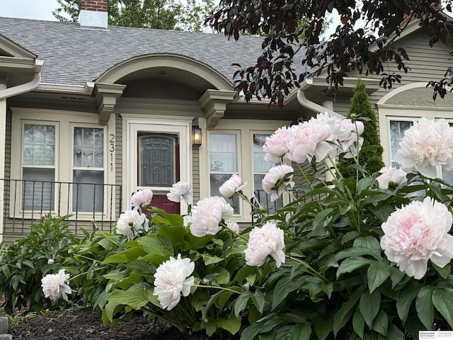 2311 N 51st St, Omaha, NE 68104 - property entrance with a chimney and a shingled roof