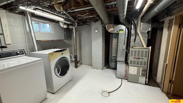 1506 E 1st St, Fremont, NE 68025 - washroom featuring washer and clothes dryer, electric panel, and gas water heater