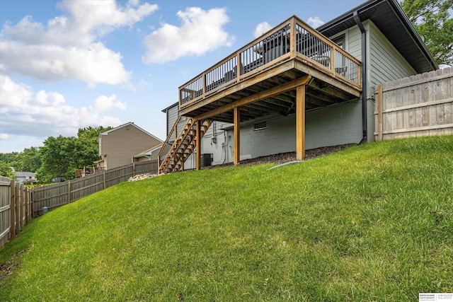 2629 N 129th Cir, Omaha, NE 68164 - rear view of house with a deck, stairway, and central AC