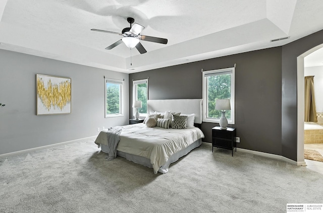 5418 S 165th St, Omaha, NE 68135 - bedroom with a raised ceiling, multiple windows, arched walkways, and carpet flooring
