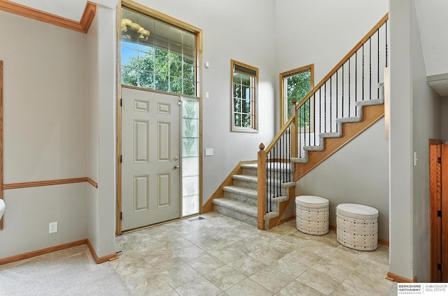 5418 S 165th St, Omaha, NE 68135 - foyer entrance with stairs and a high ceiling