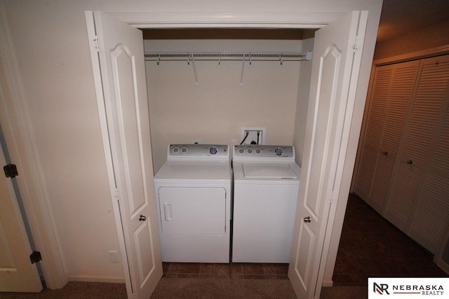 19122 Drexel St, Omaha, NE 68135 - washroom featuring washing machine and clothes dryer and tile patterned floors